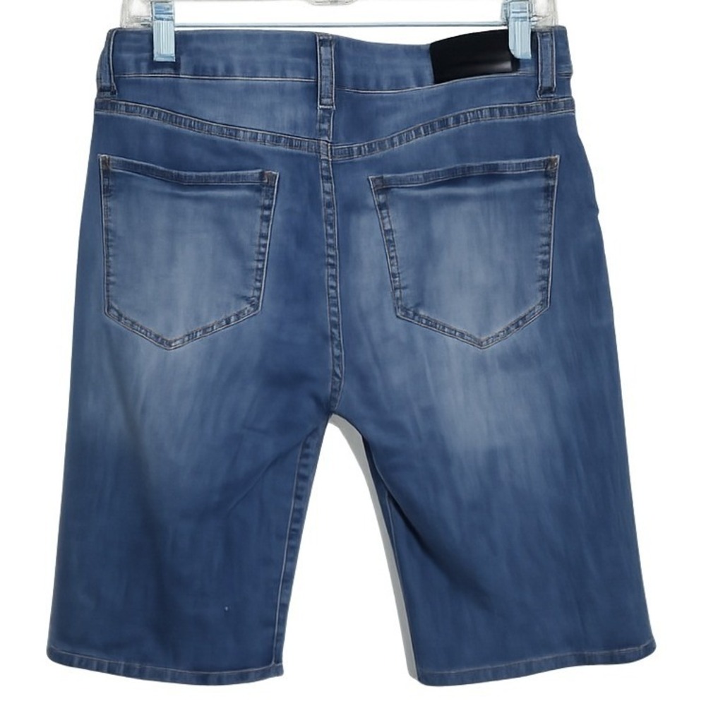 !iT Jeans Long Rider Bermuda Shorts Womens 8 Blue Distressed Denim Good - Picture 4 of 9
